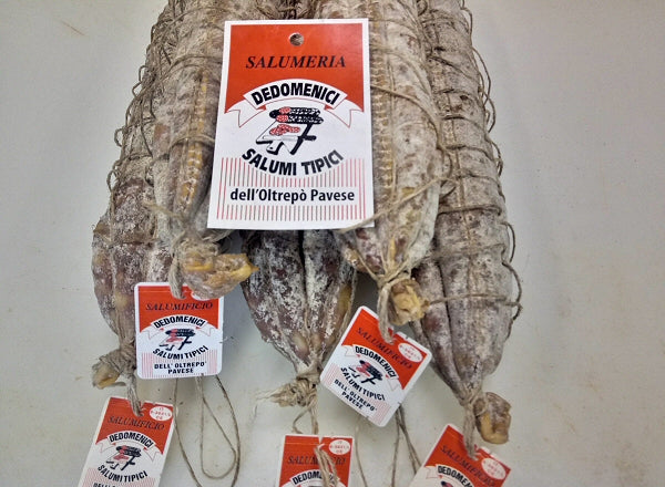 Salame Dedomenici cucito a budello doppio (46 €/Kg)